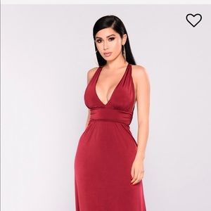 NWT Fashion Nova Burgundy Elegant Maxi Dress